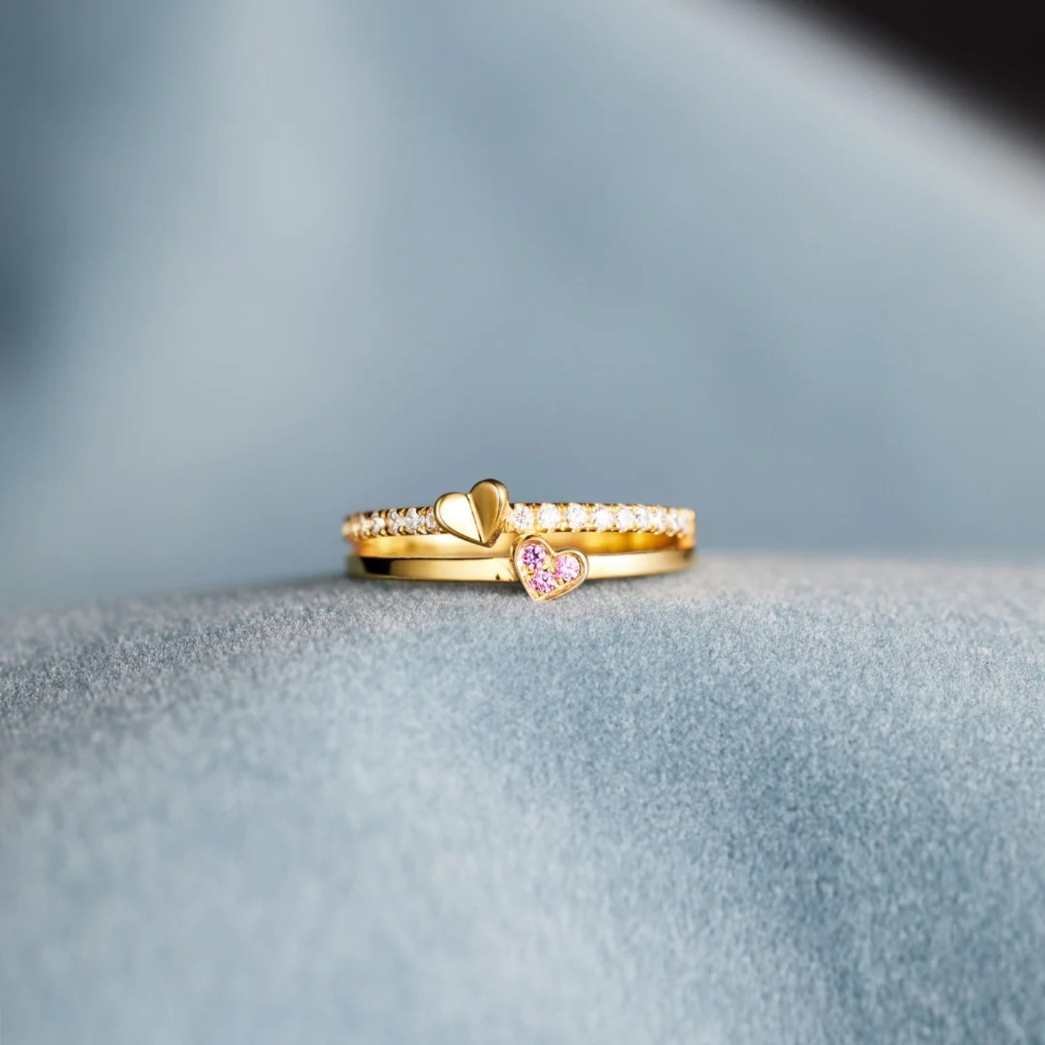 18K Gold-Plated 925 Sterling Silver Double-Layered Ring-Bijou Crush