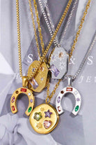 Inlaid Zircon Pendant Stainless Steel Necklace-Bijou Crush