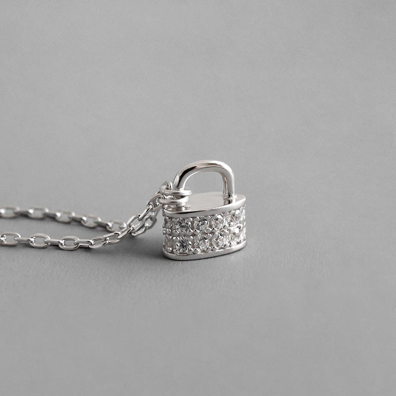 Gift CZ Lock Necklace – 925 Sterling Silver-Bijou Crush