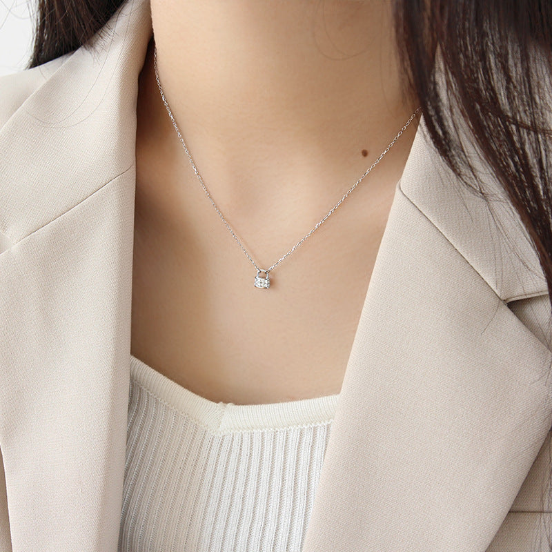 Gift CZ Lock Necklace – 925 Sterling Silver-Bijou Crush