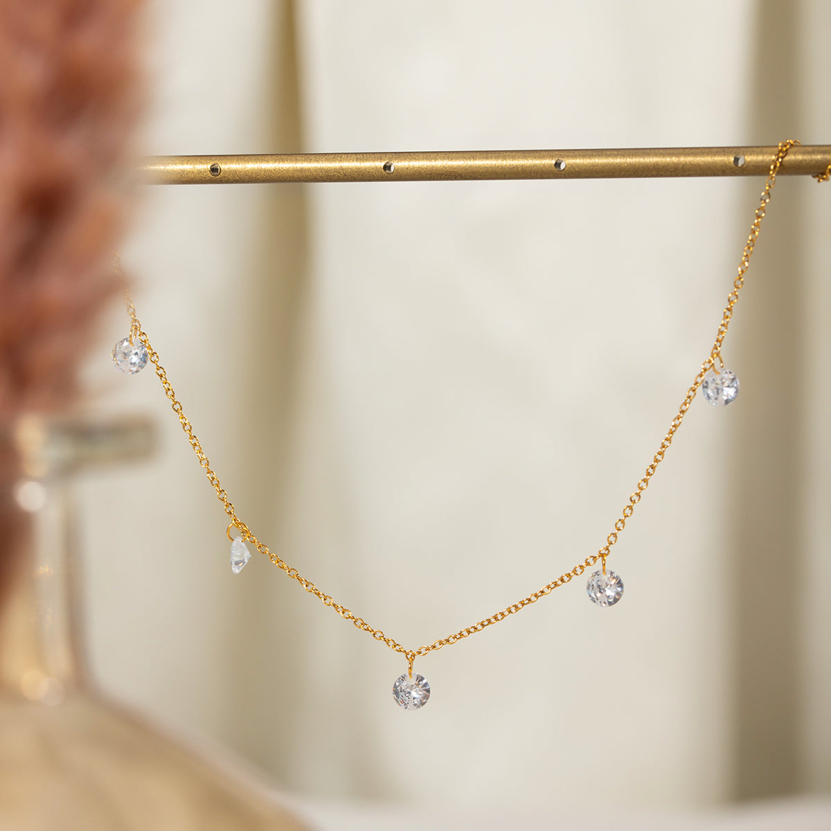 Stainless Steel Rhinestone Charm Necklace-Bijou Crush