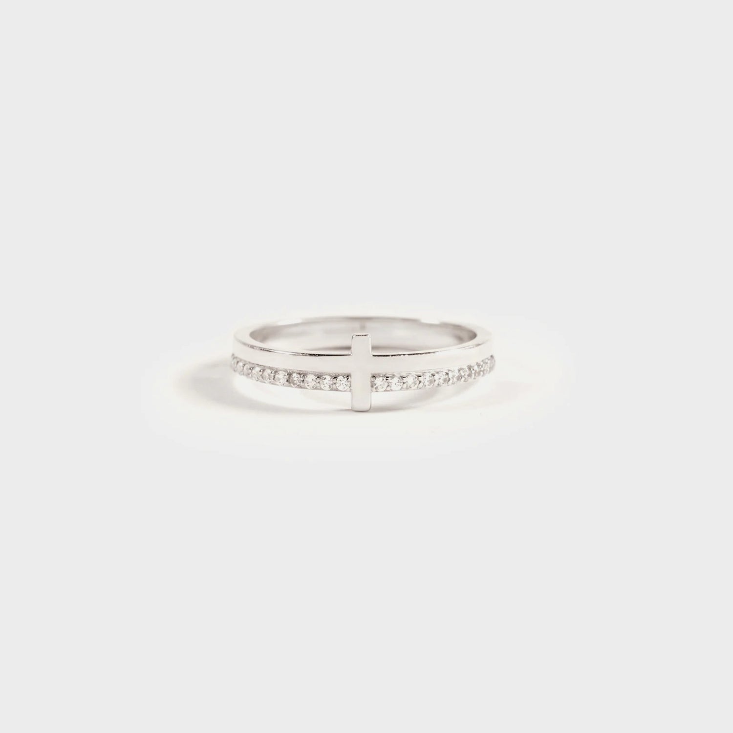Zircon 925 Sterling Silver Cross Ring-Bijou Crush