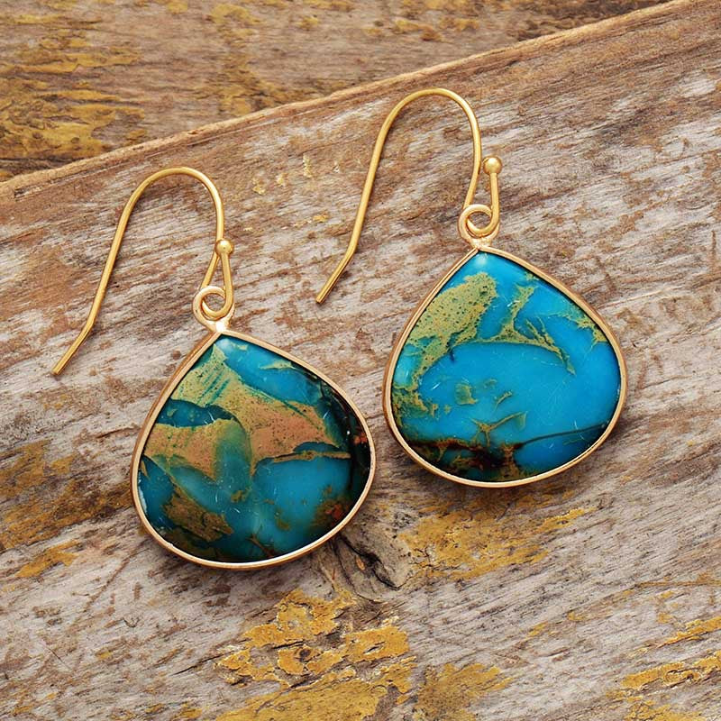 18K Gold-Plated Natural Stone Earrings-Bijou Crush