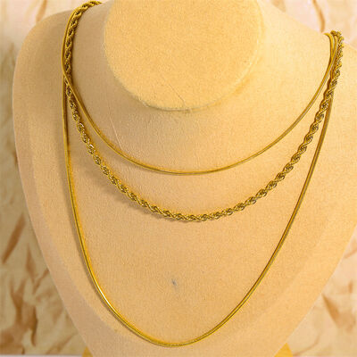 18K Gold-Plated Titanium Steel Three-Layered Necklace-Bijou Crush