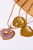 Rhinestone Decor Heart Box Pendant Necklace-Bijou Crush