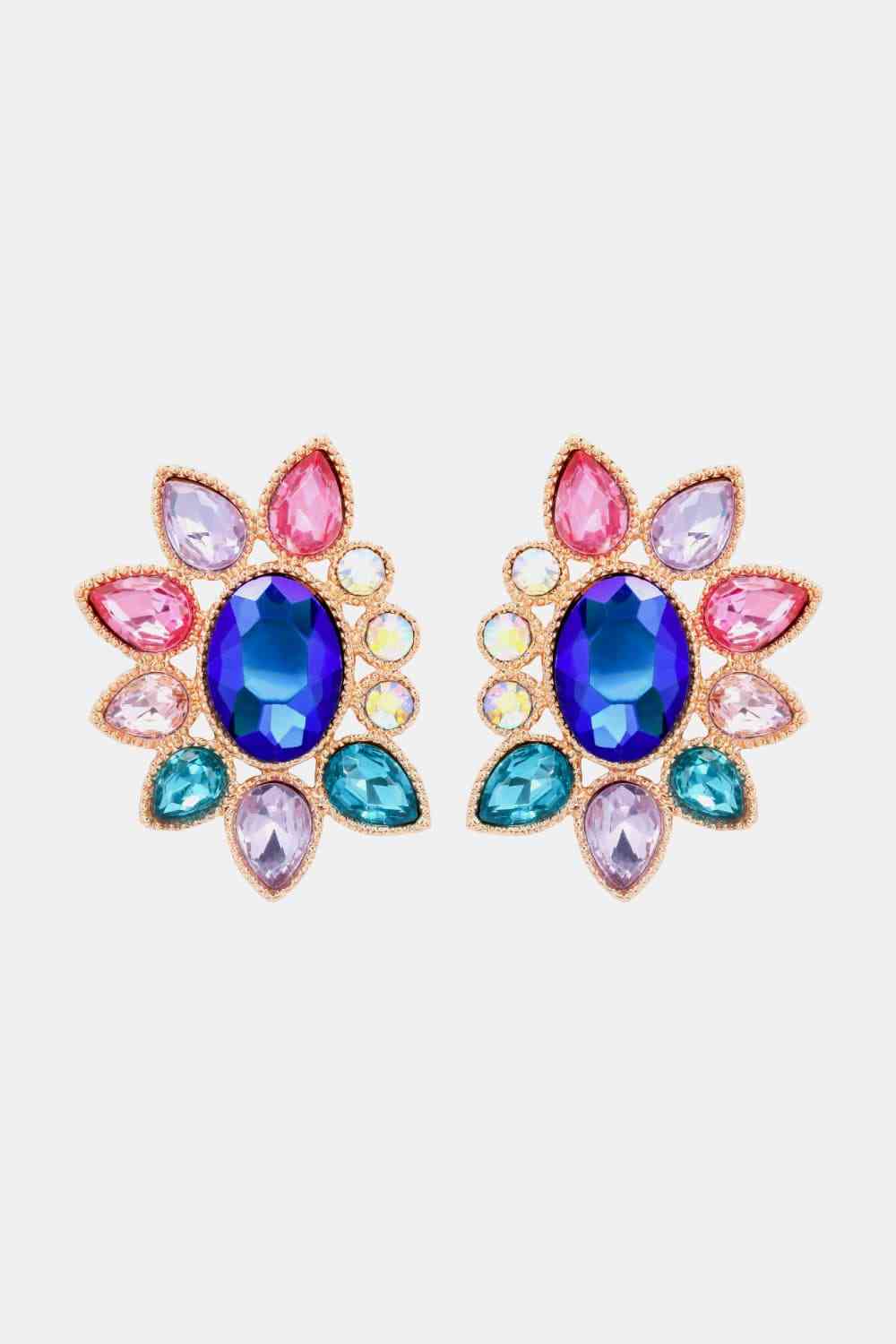 Geometrical Shape Glass Stone Dangle Earrings-Bijou Crush