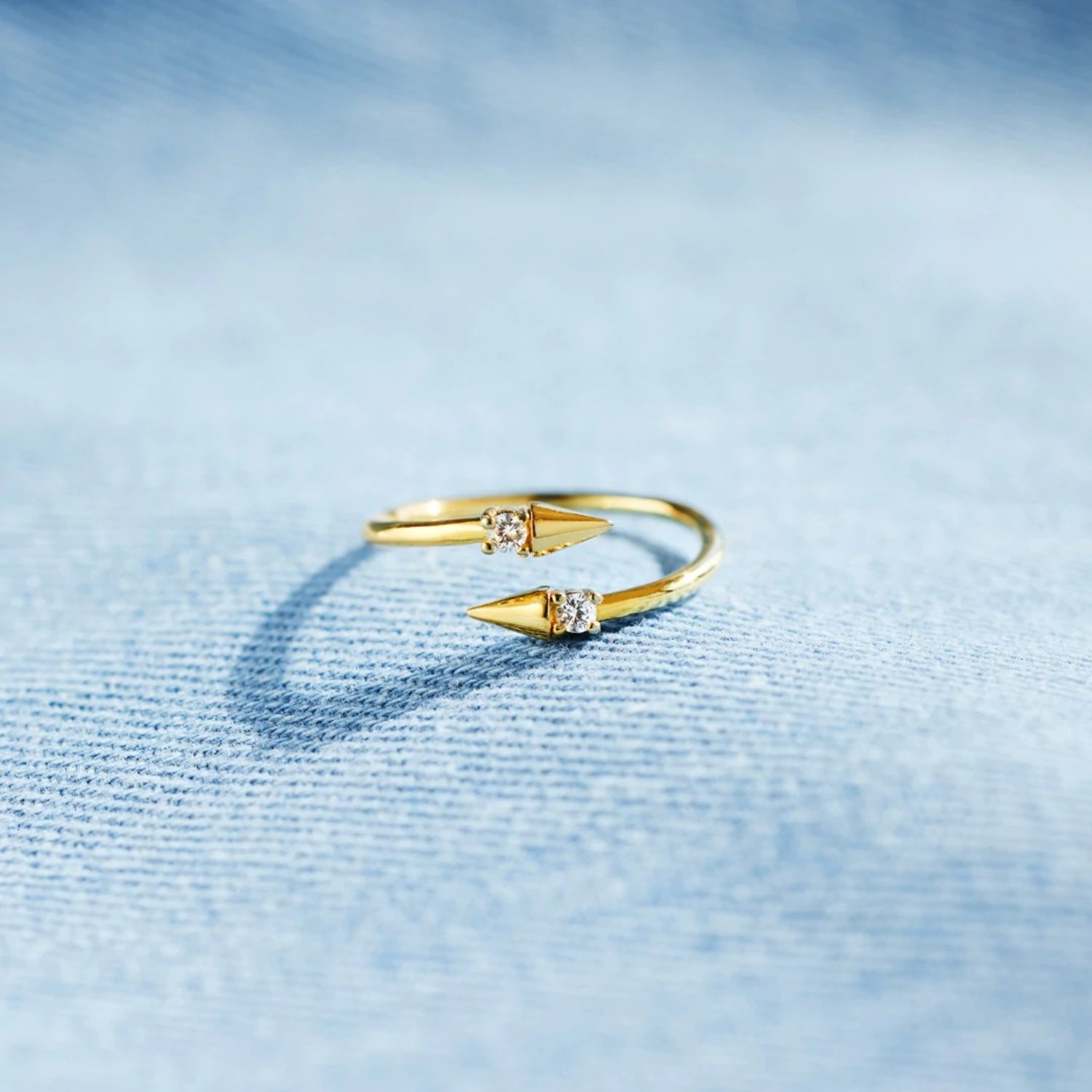 925 Sterling Silver Inlaid Zircon Bypass Ring-Bijou Crush