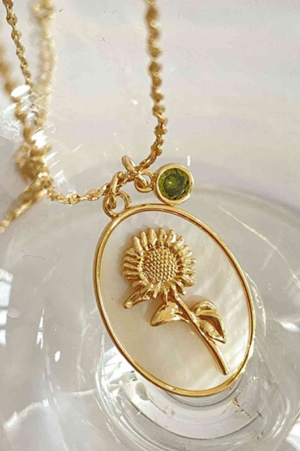 Flower Shell Pendant Copper Necklace-Bijou Crush