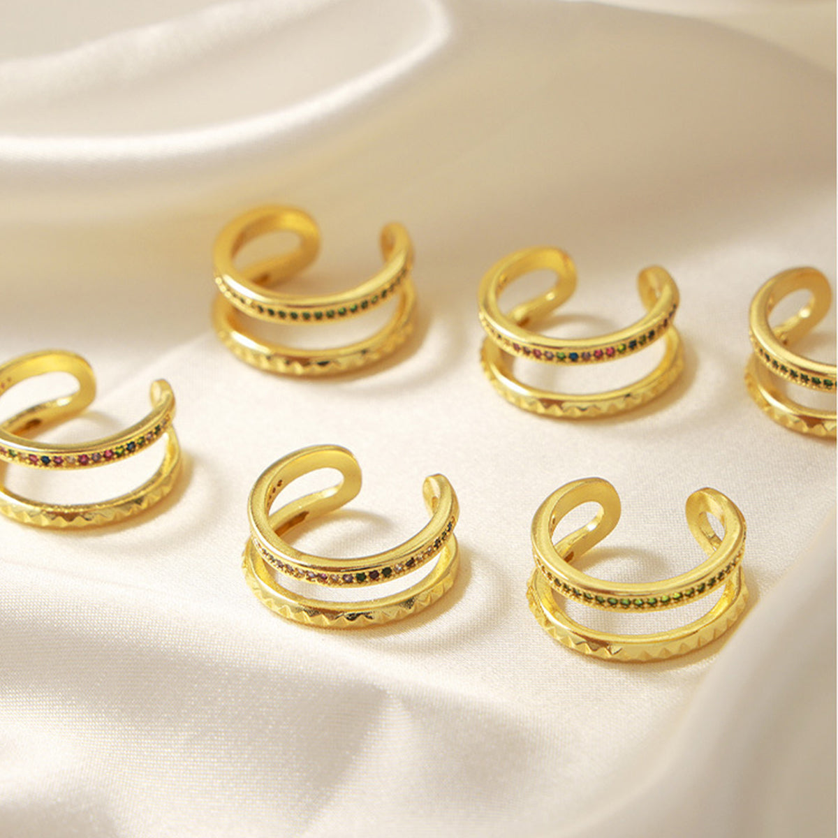 Gold-Plated Czech Diamond Double-Layered Ring-Bijou Crush