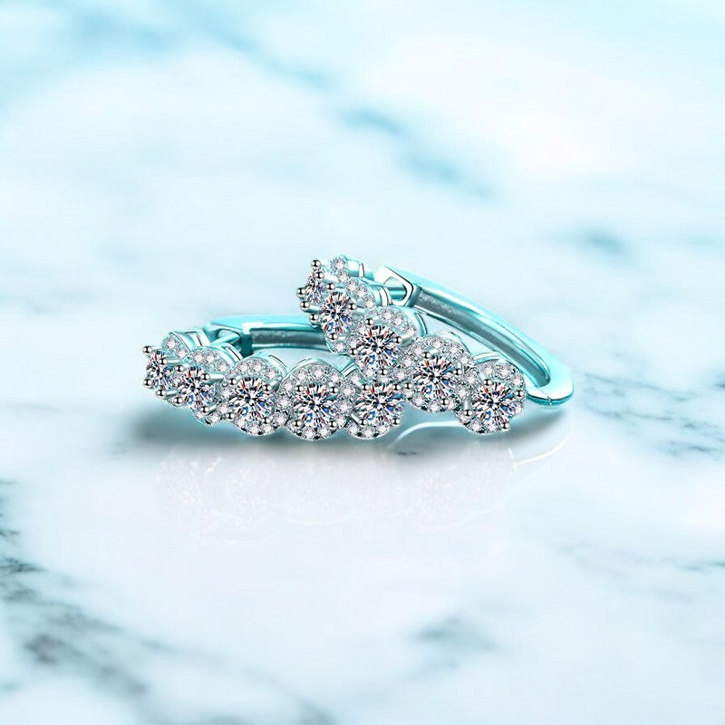 1 Carat Moissanite Zircon 925 Sterling Silver Huggie Earrings-Bijou Crush
