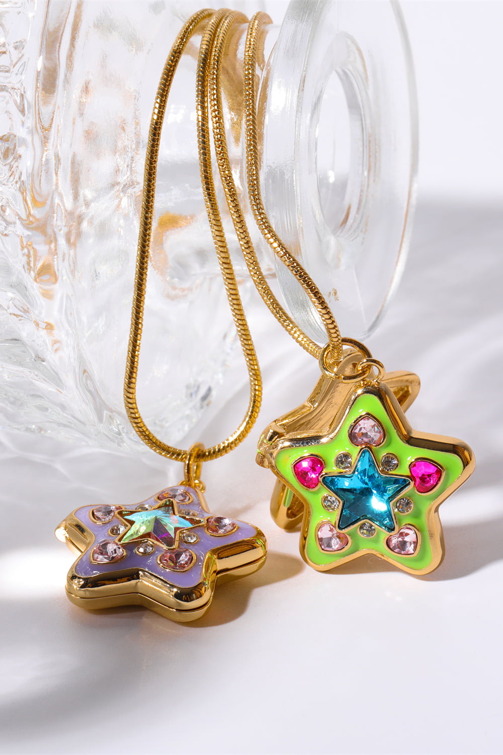Rhinestone Decor Star Box Pendant Necklace-Bijou Crush