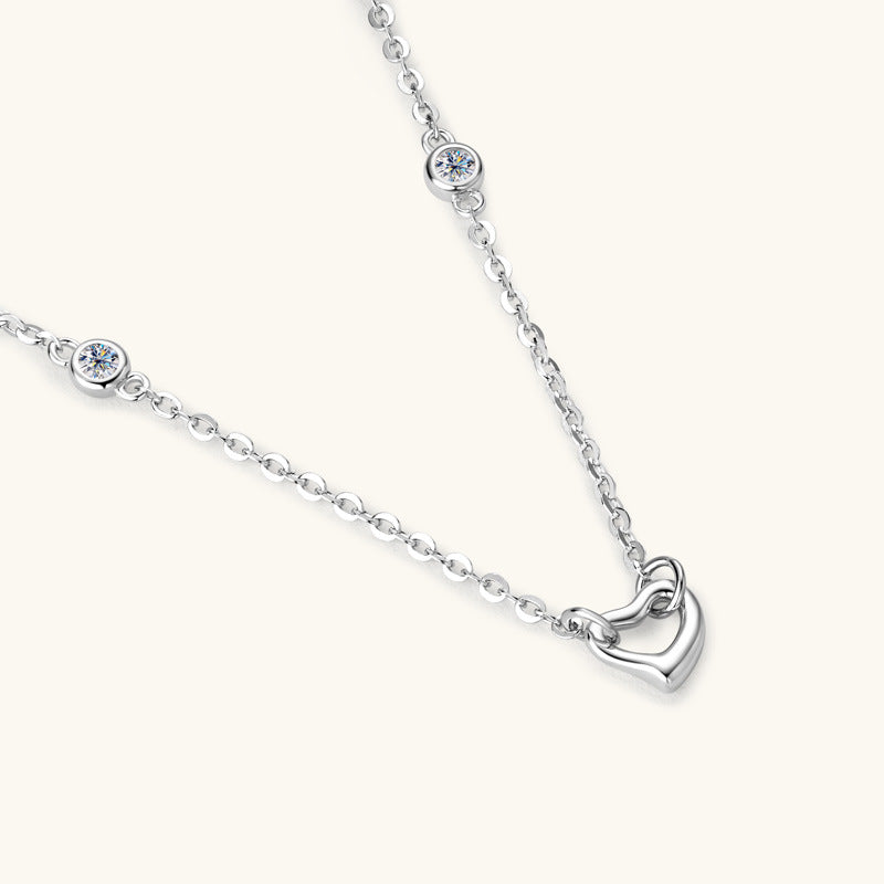 Moissanite 925 Sterling Silver Heart Necklace-Bijou Crush