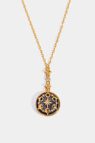 Vintage Blue Sandstone Pendant Copper Necklace-Bijou Crush
