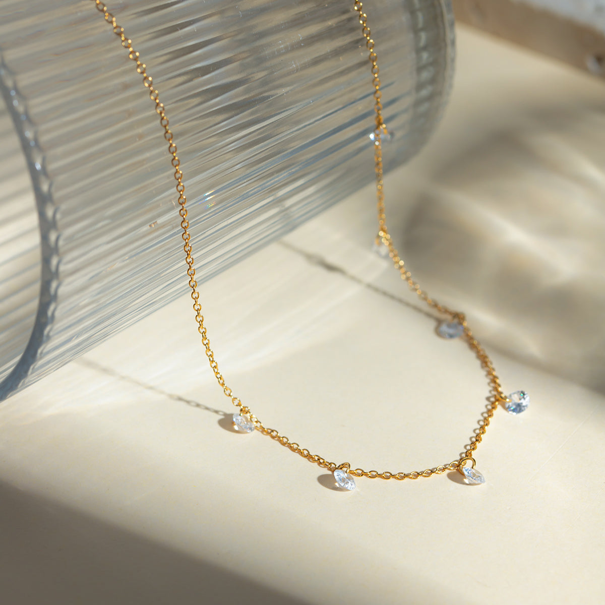 Stainless Steel Rhinestone Charm Necklace-Bijou Crush