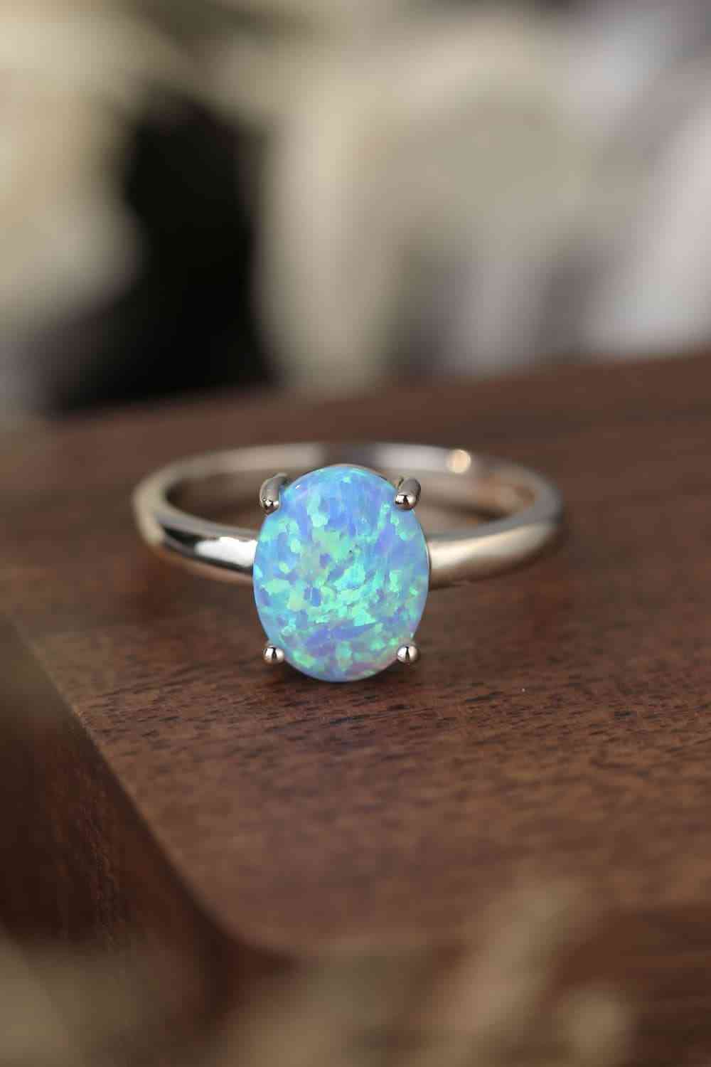925 Sterling Silver Opal Solitaire Ring-Bijou Crush