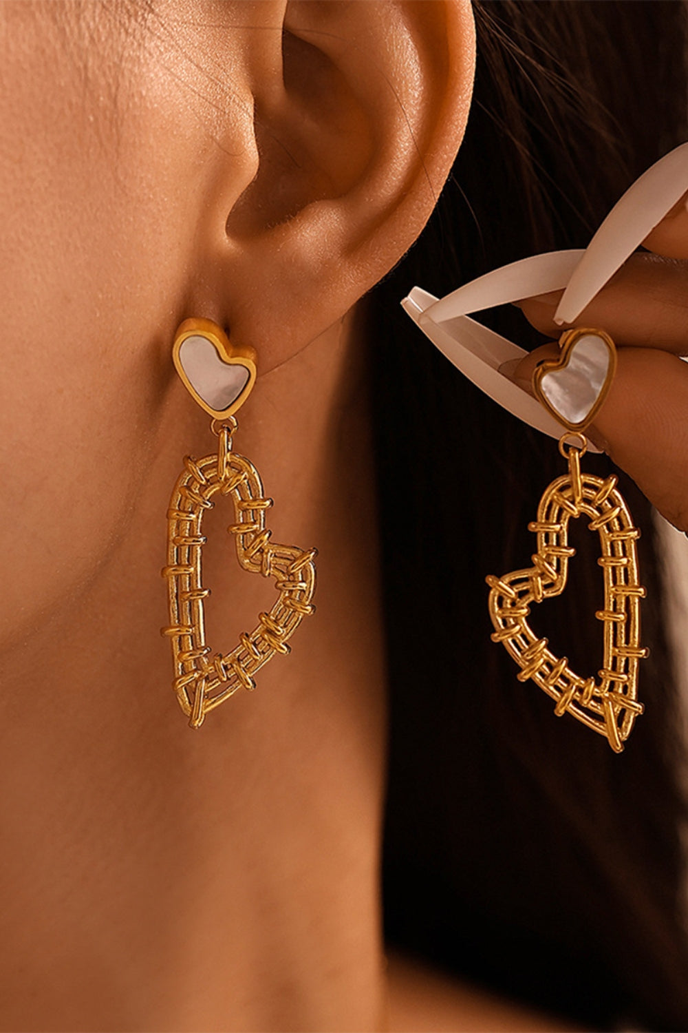 Stainless Steel Heart Earrings and Necklace Set-Bijou Crush