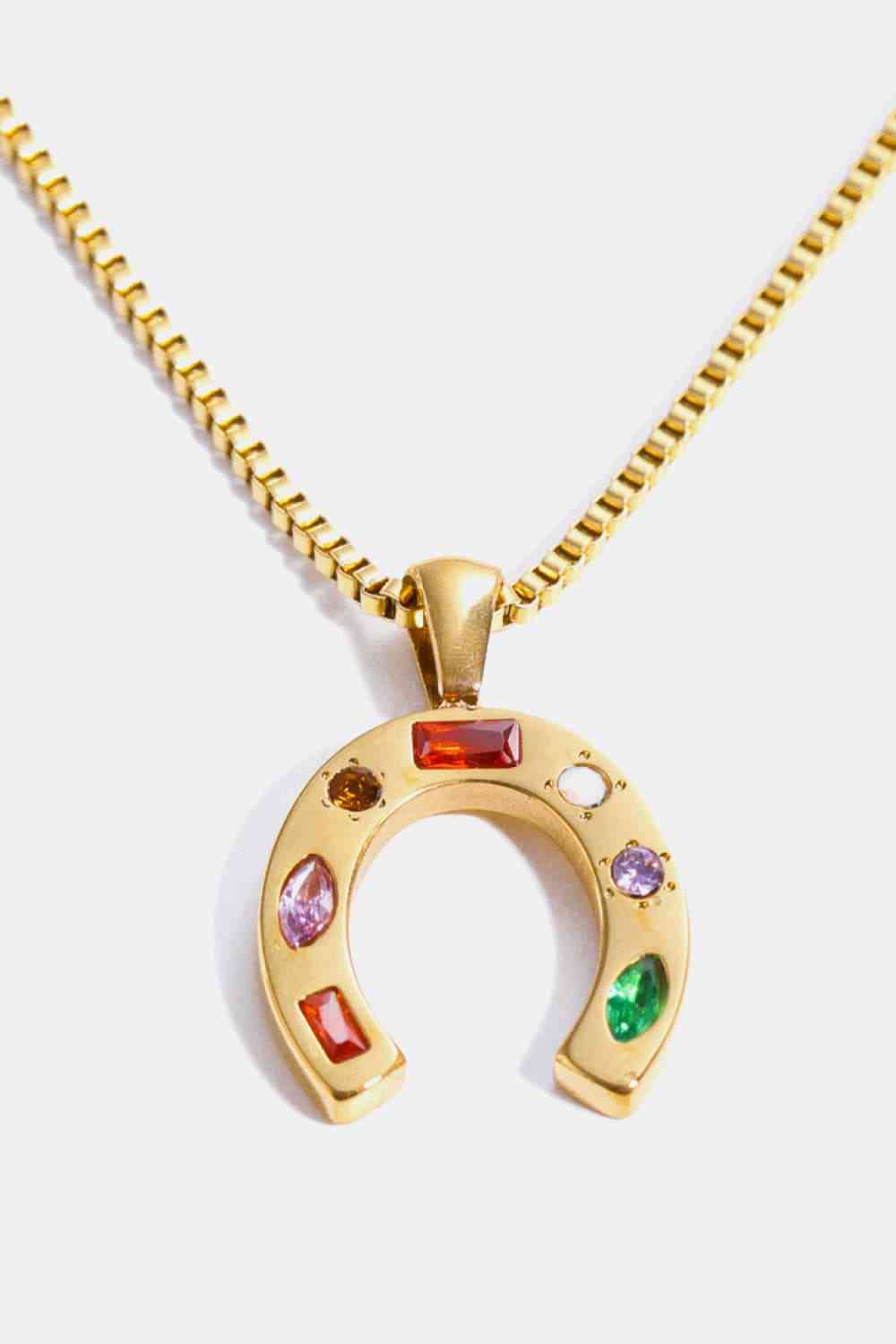 Inlaid Zircon Pendant Stainless Steel Necklace-Bijou Crush