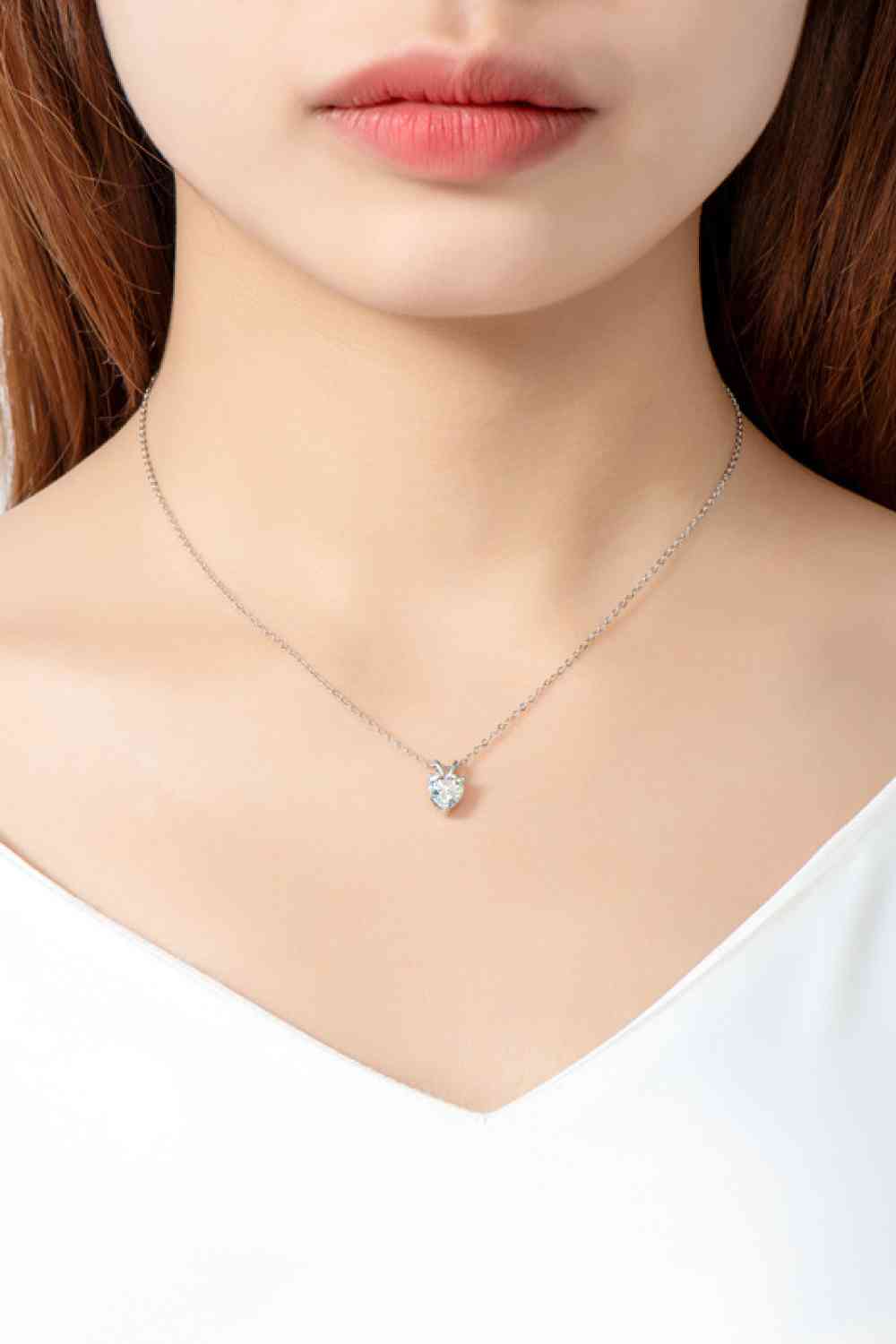 1 Carat Moissanite Heart-Shaped Pendant Necklace-Bijou Crush