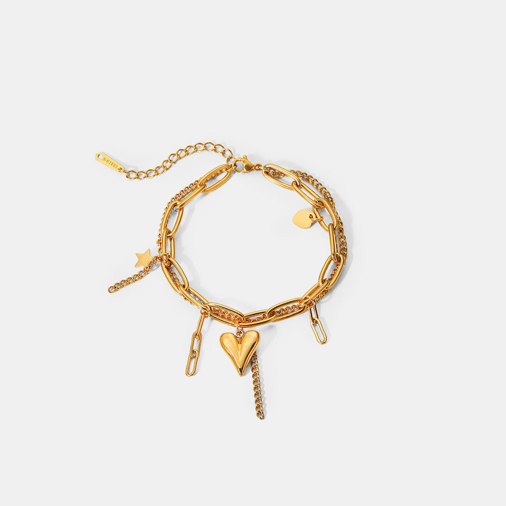 Stainless Steel Double Layered Charm Bracelet-Bijou Crush