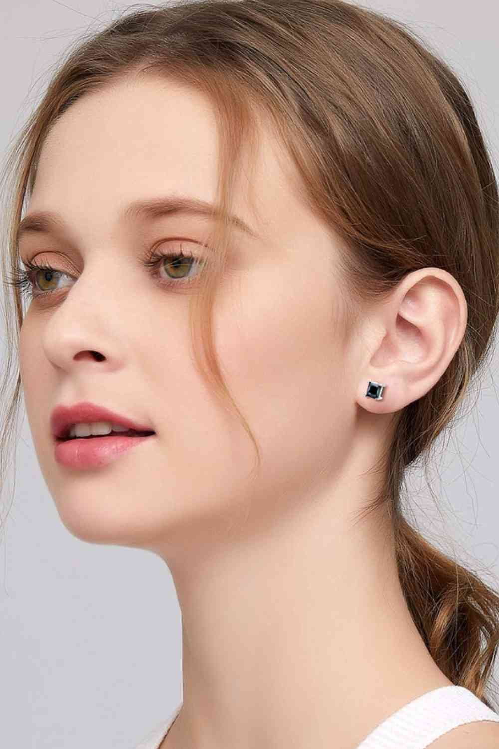 925 Sterling Silver Square Moissanite Stud Earrings-Bijou Crush