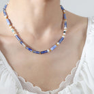 Freshwater Pearl Titanium Steel Geometric Bead Necklace-Bijou Crush
