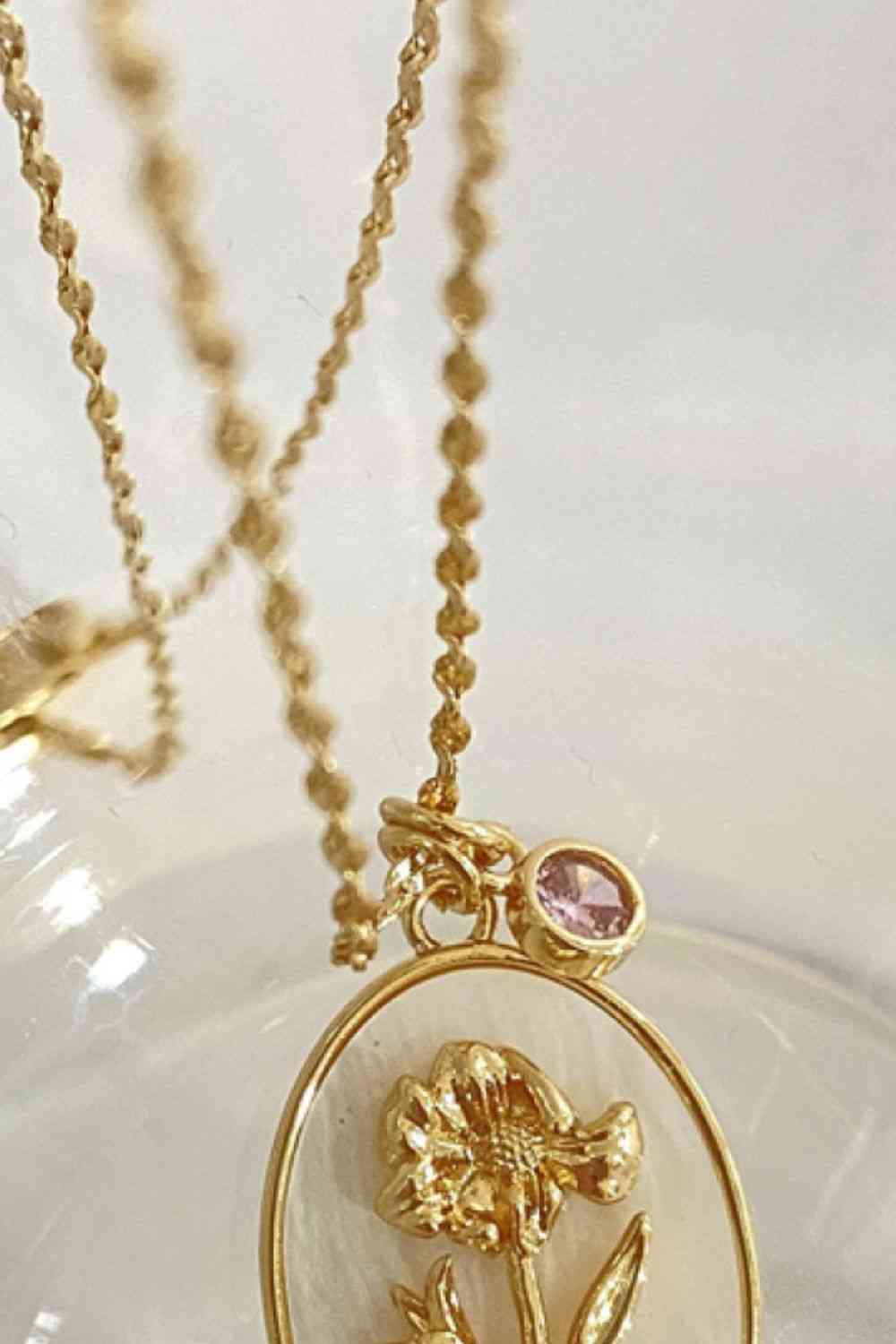 Flower Shell Pendant Copper Necklace-Bijou Crush