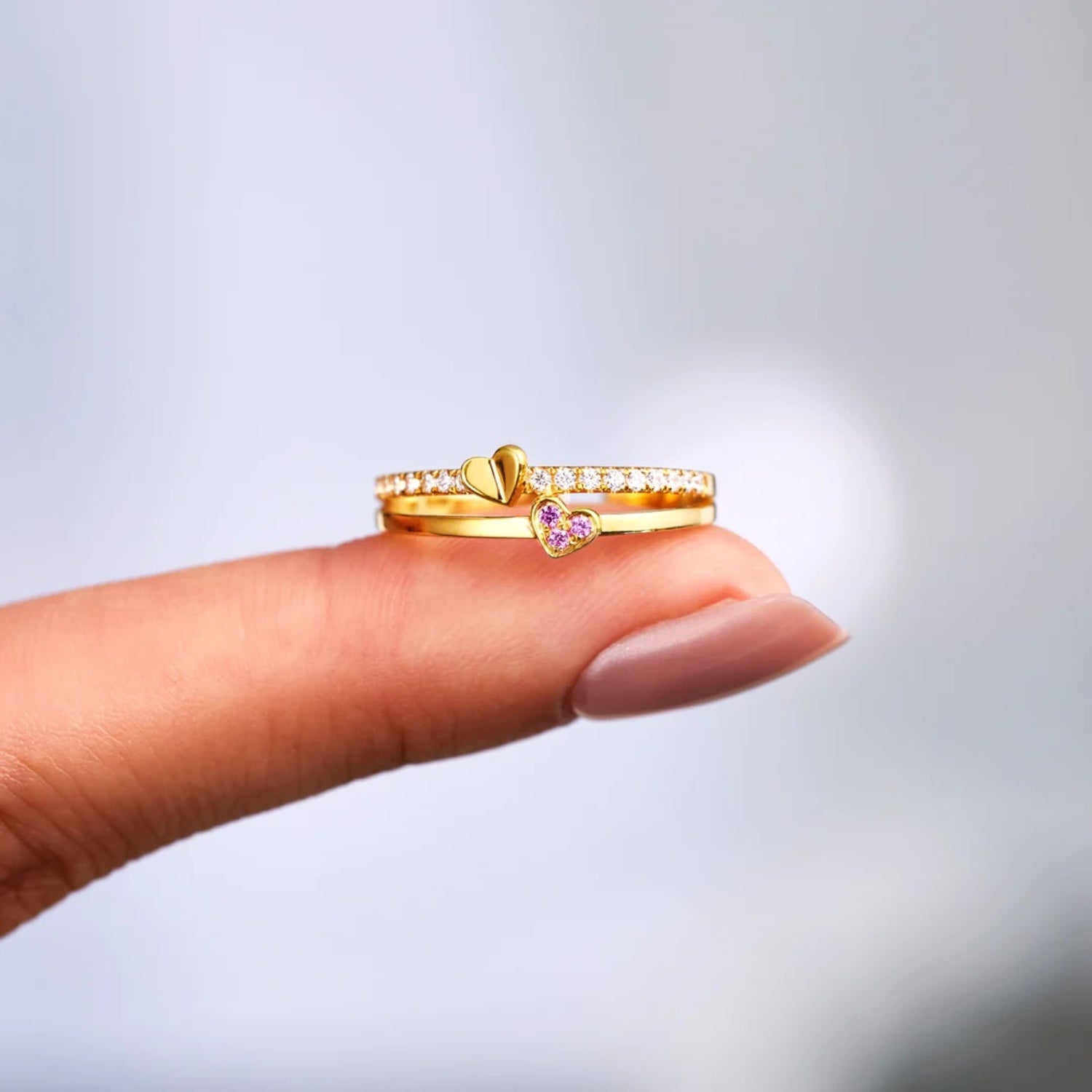 18K Gold-Plated 925 Sterling Silver Double-Layered Ring-Bijou Crush