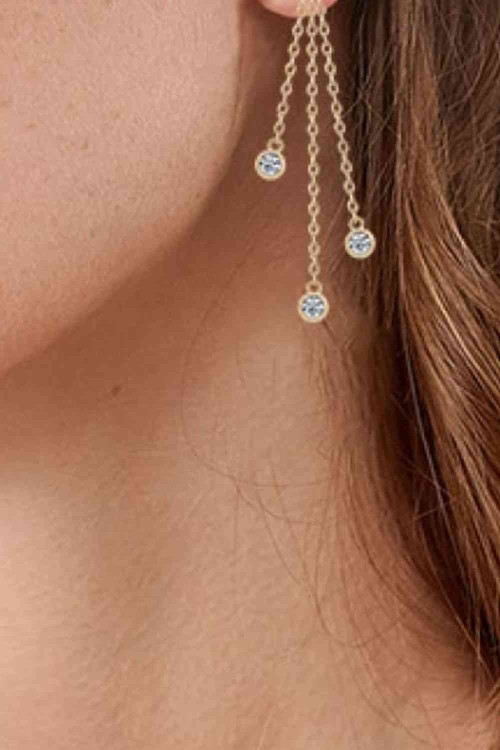 1.2 Carat Moissanite Layered Chain Earrings-Bijou Crush