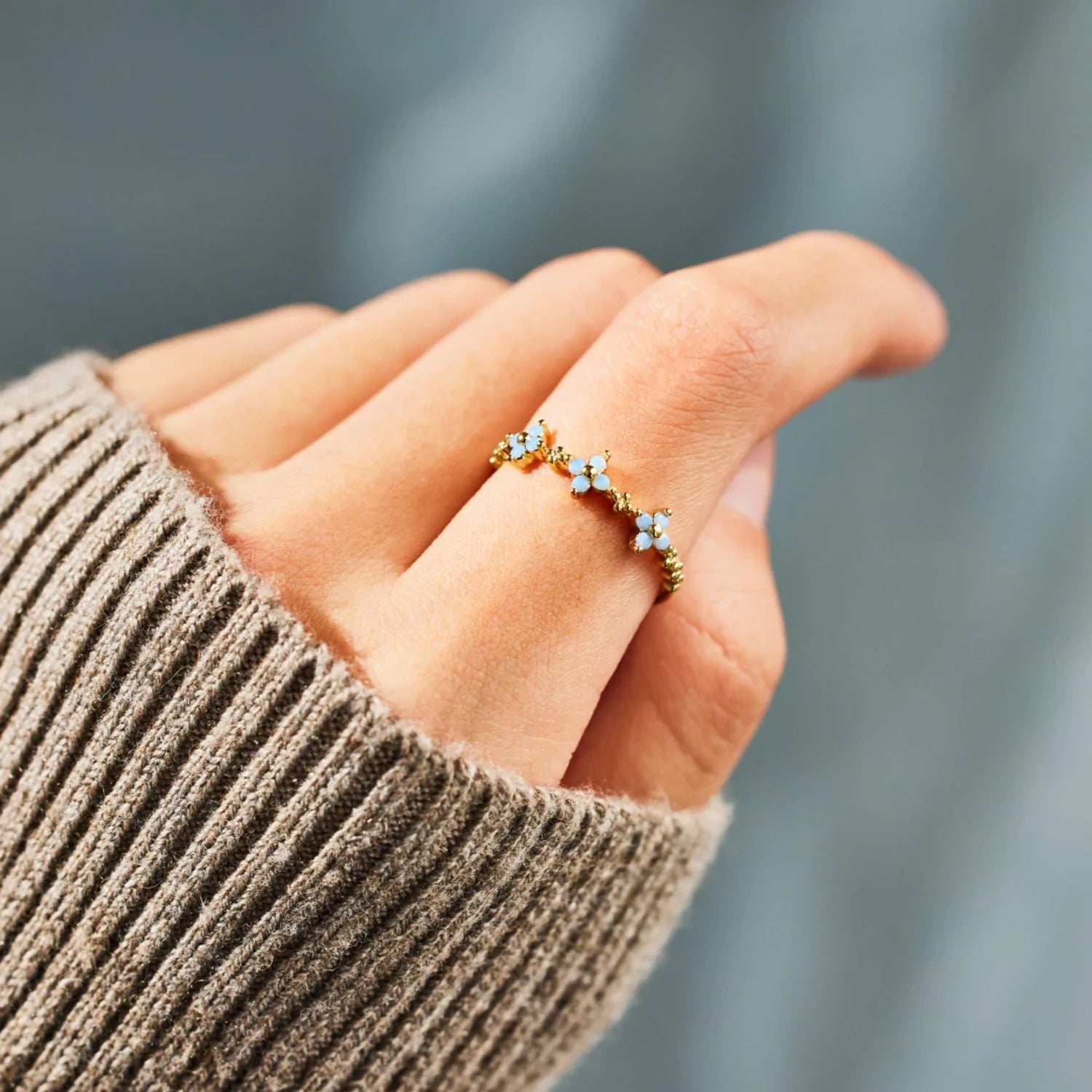 925 Sterling Silver Inlaid Zircon Flower Ring-Bijou Crush