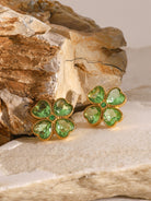 Stainless Steel Zircon Lucky Clover Earrings-Bijou Crush