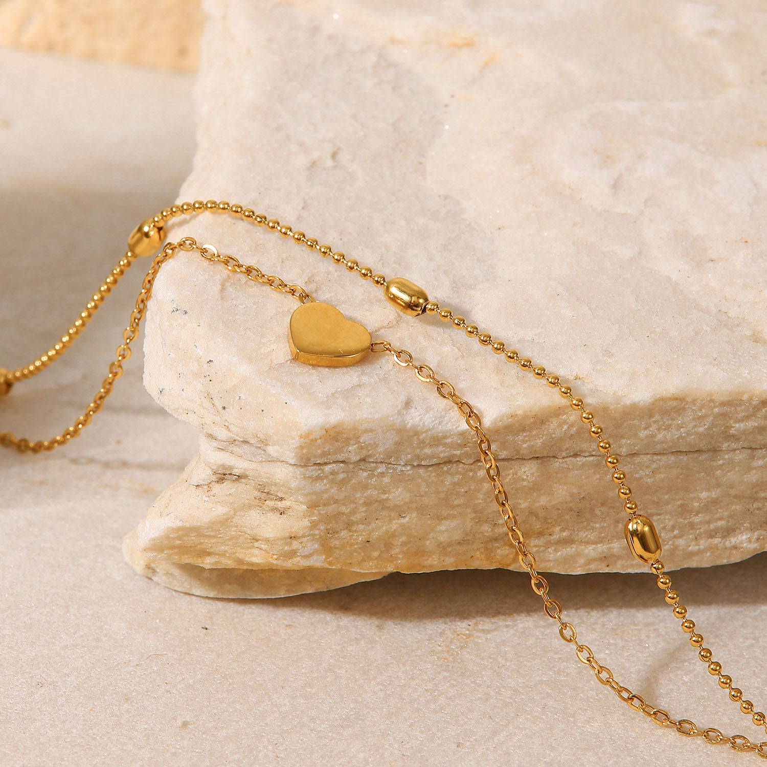 Heart Shape Double-Layered Anklet-Bijou Crush
