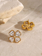 Stainless Steel Zircon Lucky Clover Earrings-Bijou Crush