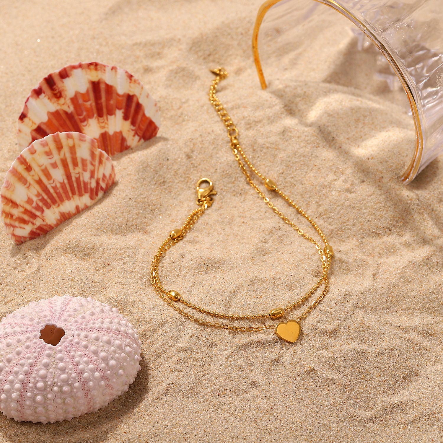 Heart Shape Double-Layered Anklet-Bijou Crush