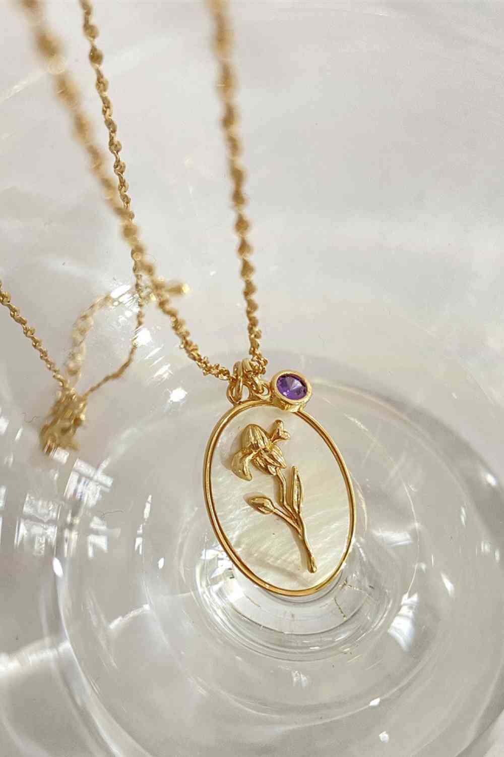 Flower Shell Pendant Copper Necklace-Bijou Crush