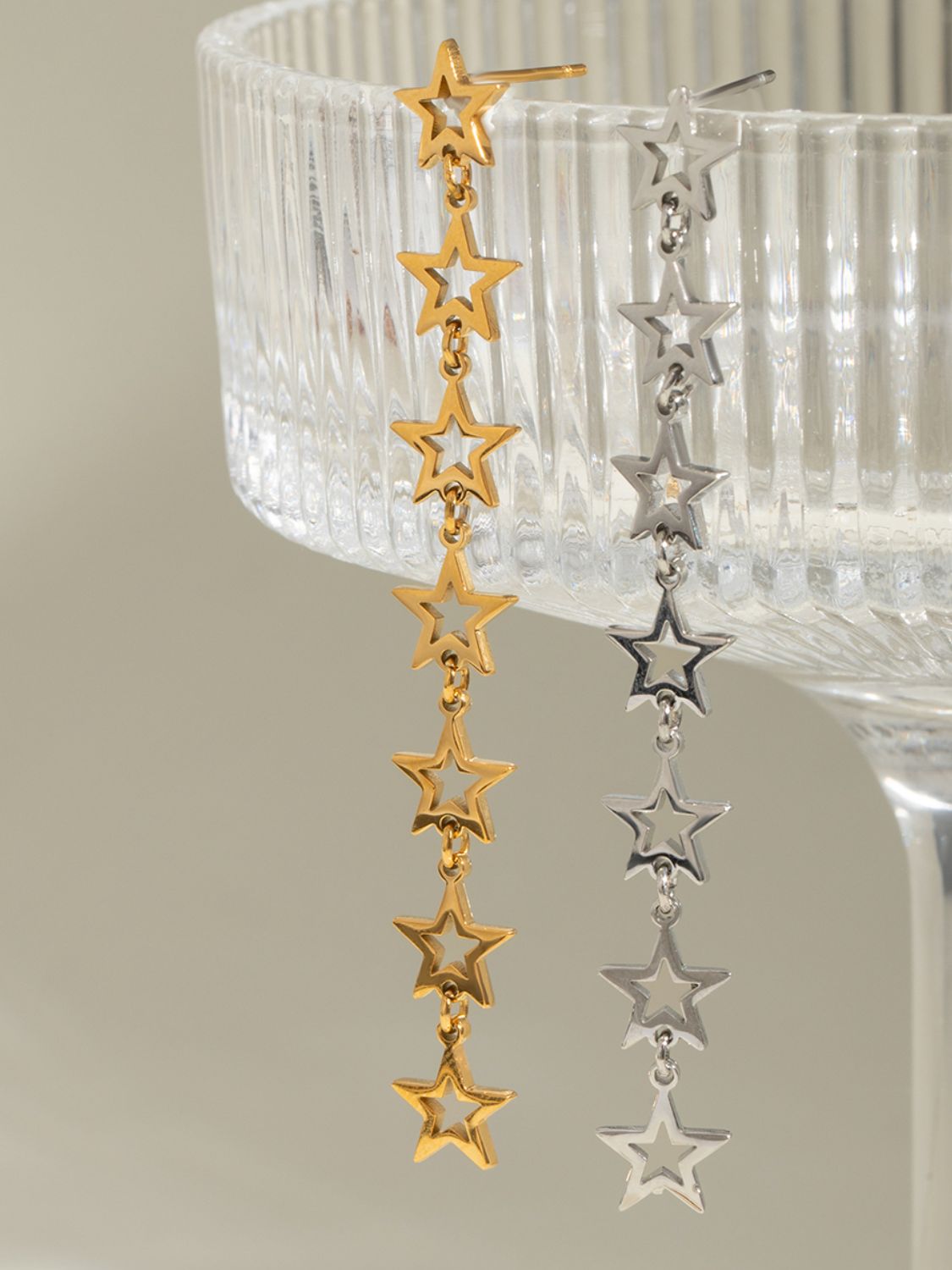 Stainless Steel Cutout Star Earrings-Bijou Crush