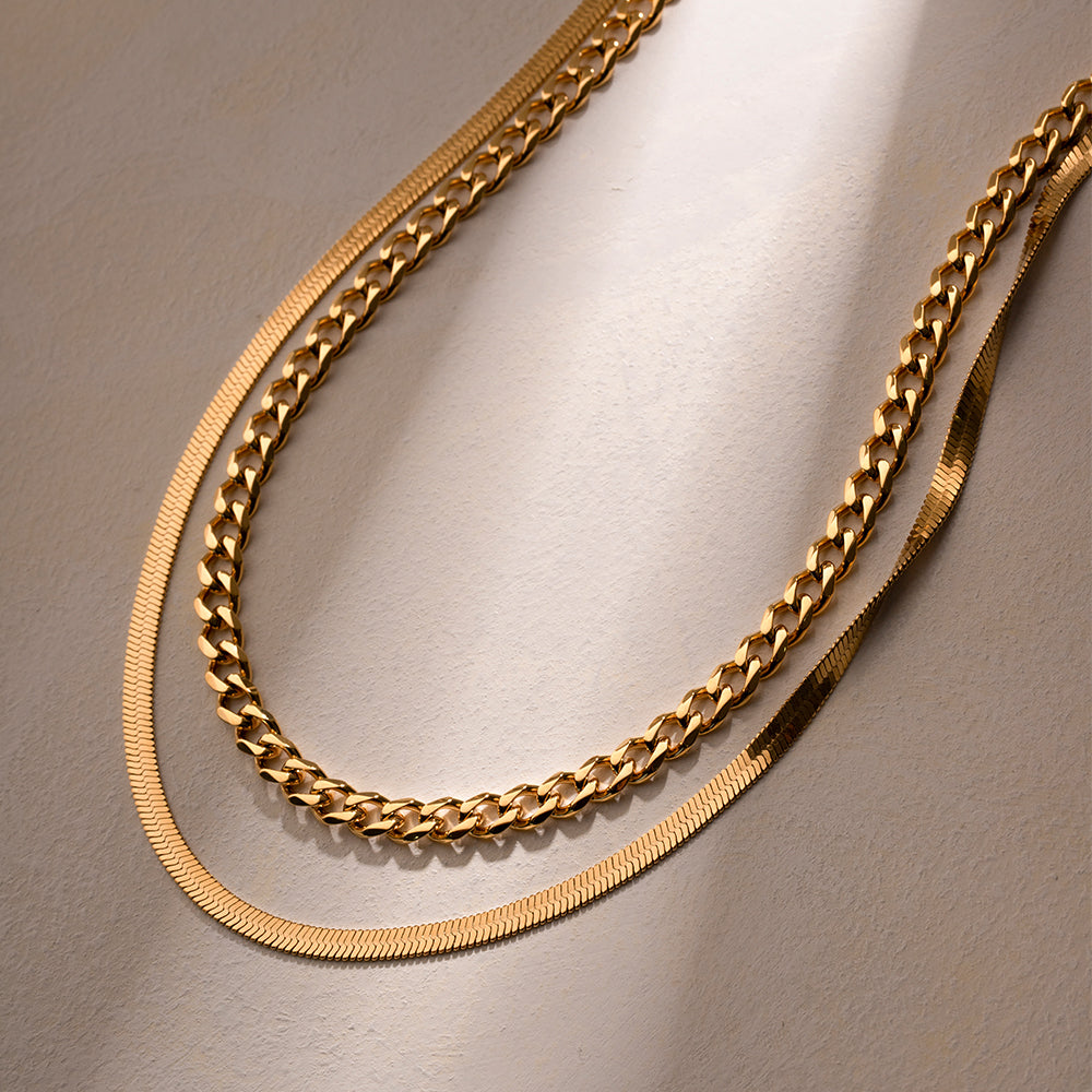 18K Gold-Plated Double Layered Necklace-Bijou Crush