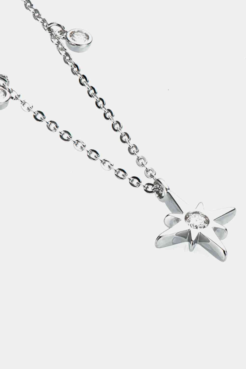Moissanite North Star Pendant 925 Sterling Silver Necklace-Bijou Crush