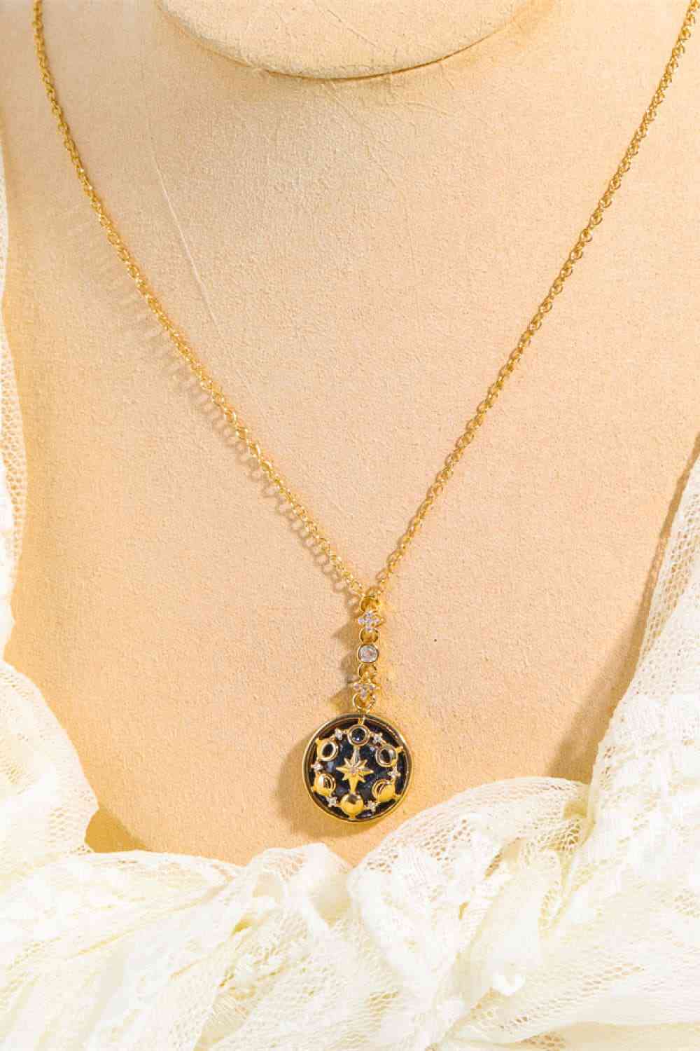 Vintage Blue Sandstone Pendant Copper Necklace-Bijou Crush
