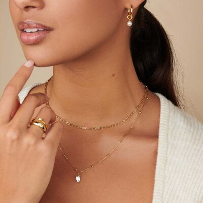 Titanium Steel Inlaid Zircon Pendant Necklace-Bijou Crush