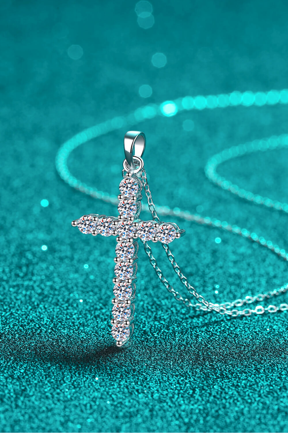 Adored Moissanite Cross Necklace in 925 Sterling Silver-Bijou Crush