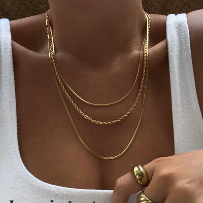 18K Gold-Plated Titanium Steel Three-Layered Necklace-Bijou Crush