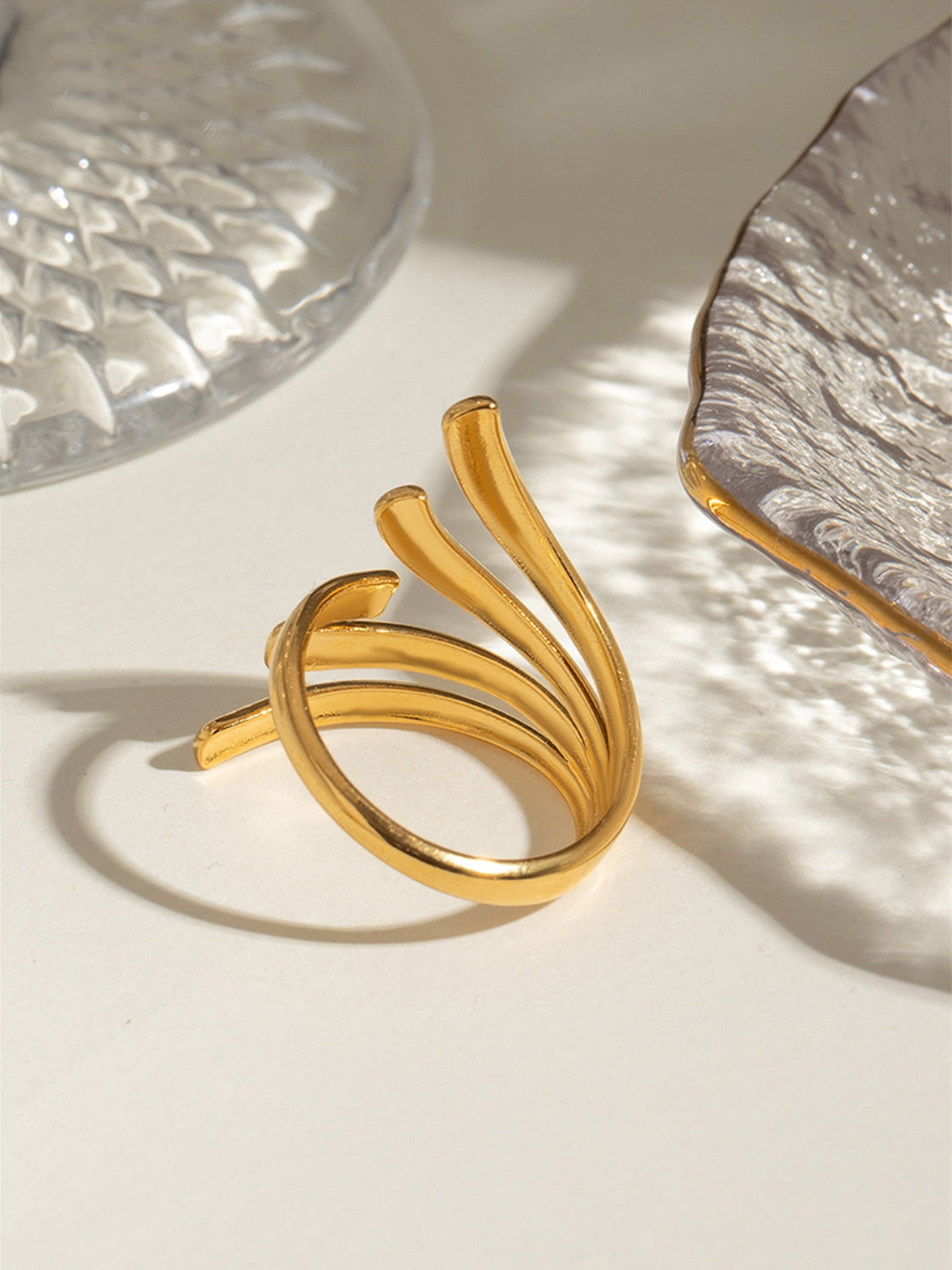 18K Gold-Plated Stainless Steel Irregular Open Ring-Bijou Crush