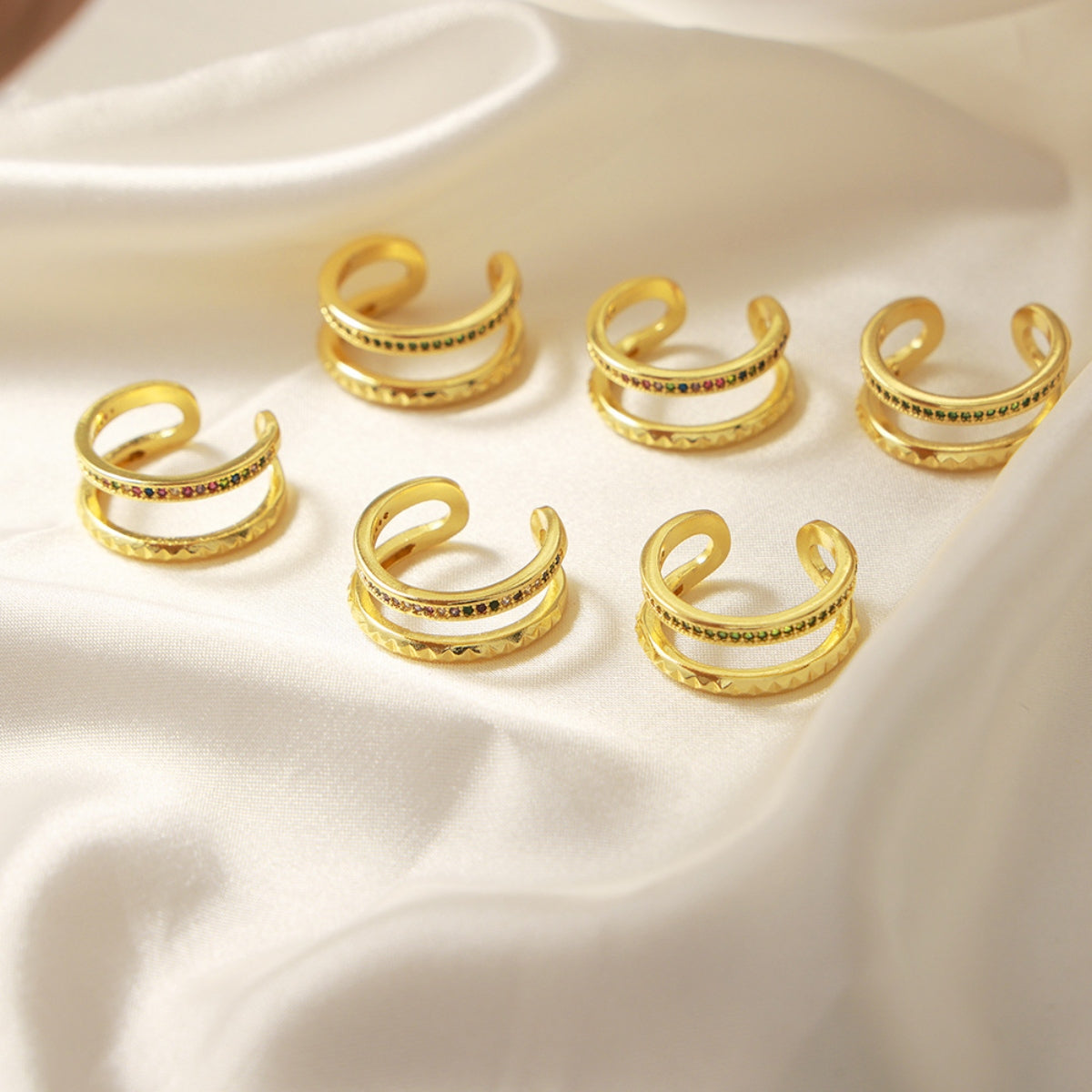 Gold-Plated Czech Diamond Double-Layered Ring-Bijou Crush