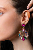 Zinc Alloy Frame Glass Stone Dangle Earrings-Bijou Crush