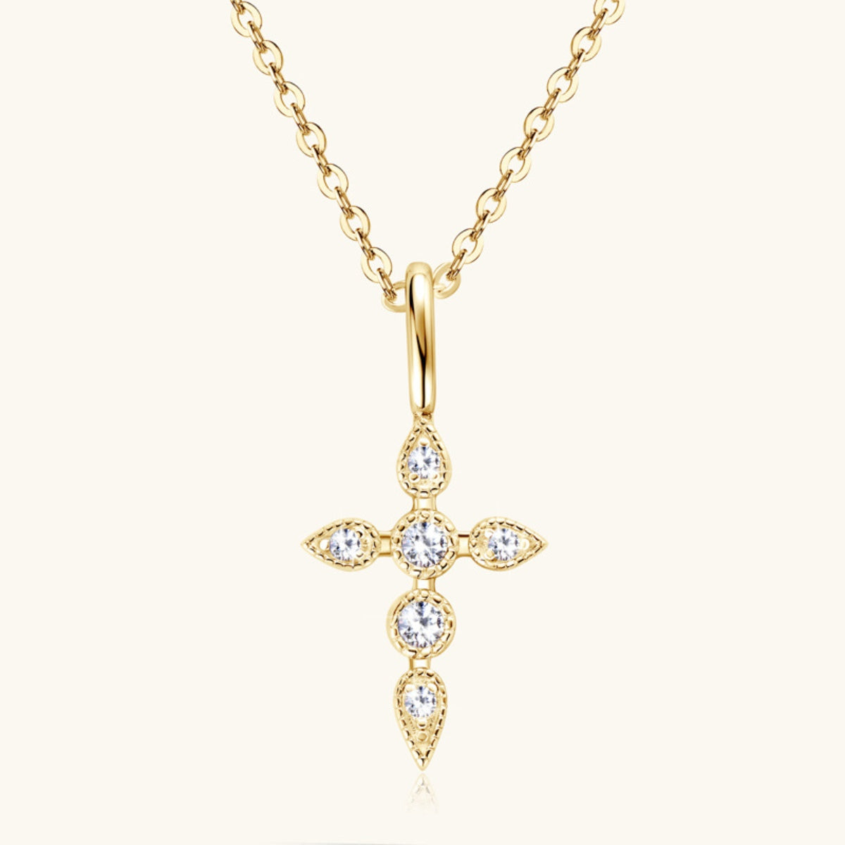 Moissanite Cross Pendant Necklace - 925 Sterling Silver-Bijou Crush