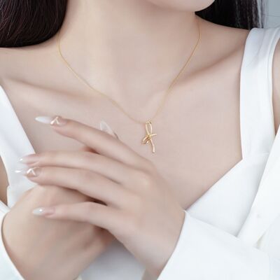 Zircon Bow Pendant Necklace-Bijou Crush