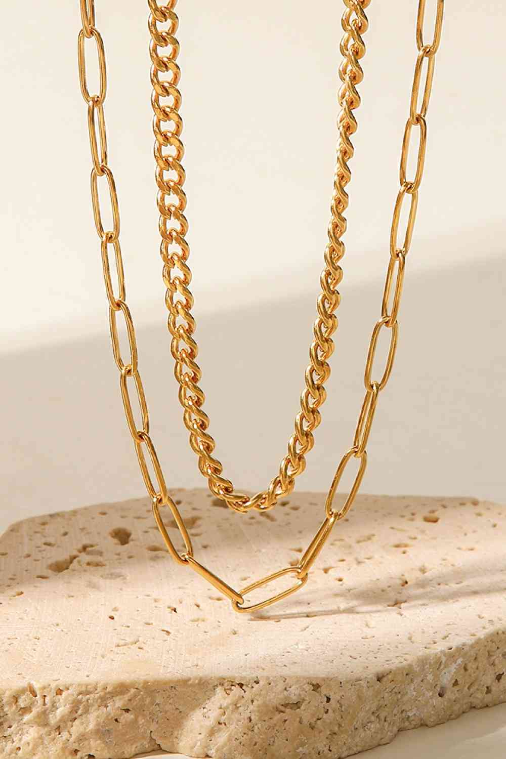 18K Gold Plated Layered Chain Necklace-Bijou Crush