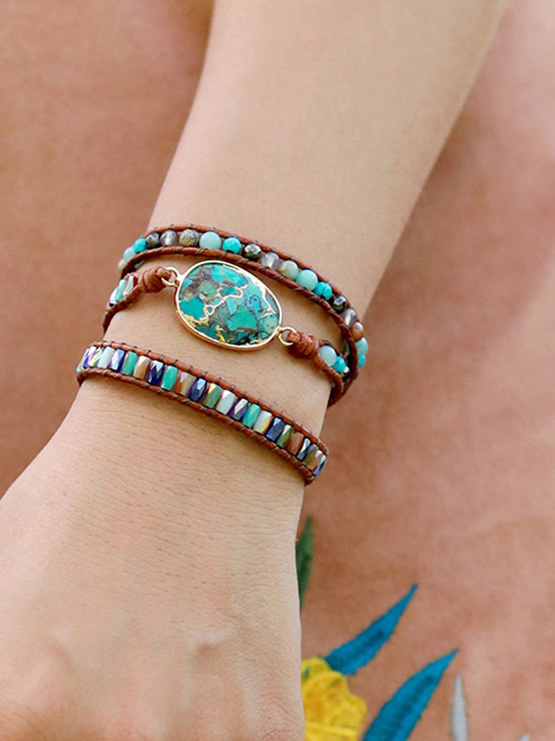 Triple-Layer Natural Stone Bracelet-Bijou Crush