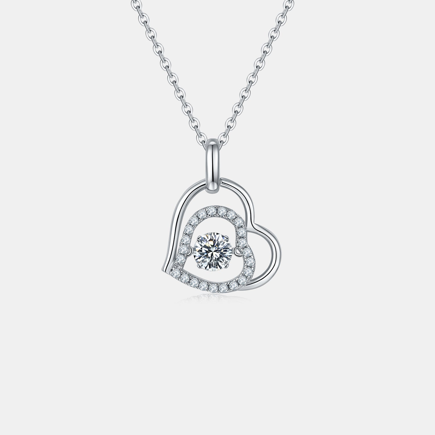 Moissanite 925 Sterling Silver Heart Necklace-Bijou Crush