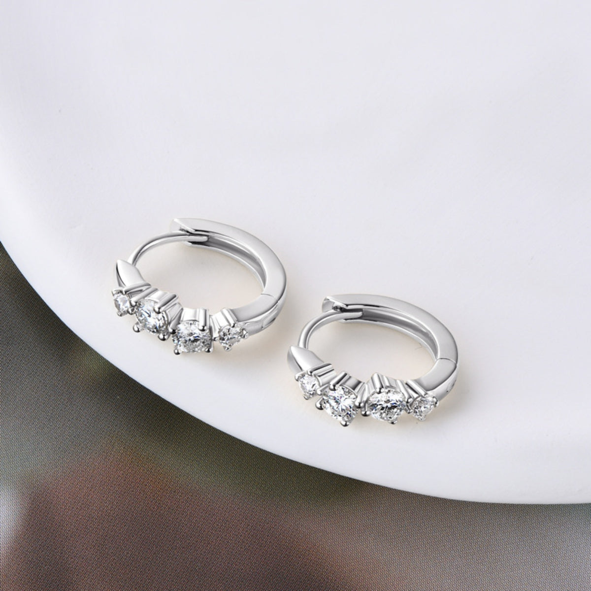 925 Sterling Silver Moissanite Huggie Earrings-Bijou Crush